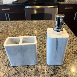 Soap Dispenser And Toothbrush Holder Set