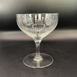 Single Vintage Etched Crystal Champagne Coupe 8 oz 