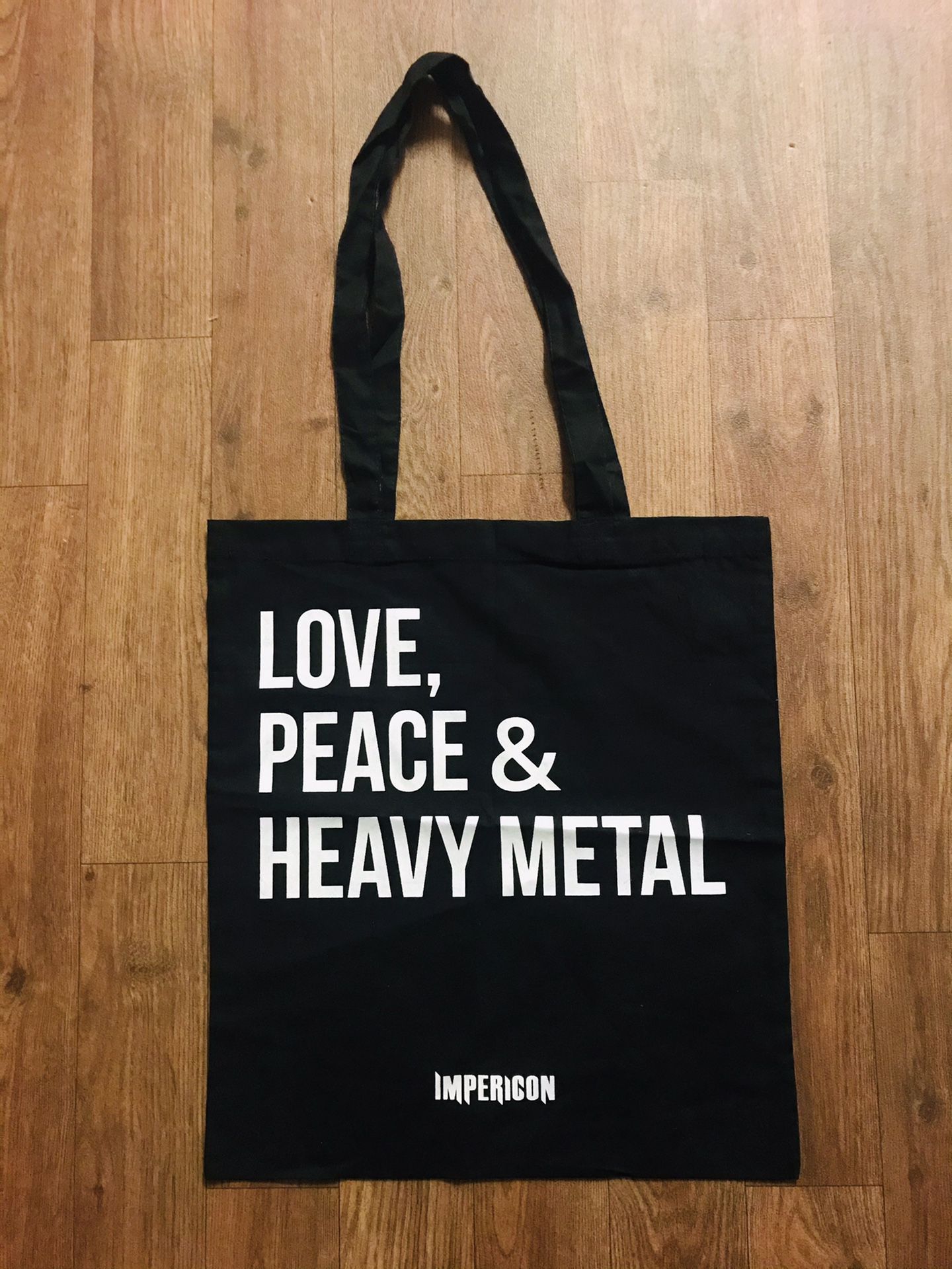 Love, Peace, & Heavy Metal Tote Bag brand new