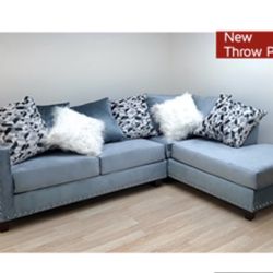 Gorgeous Gray Colored Sectional with Studs