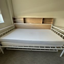 Twin Bed Frame with Trundle and Mattresses (2)