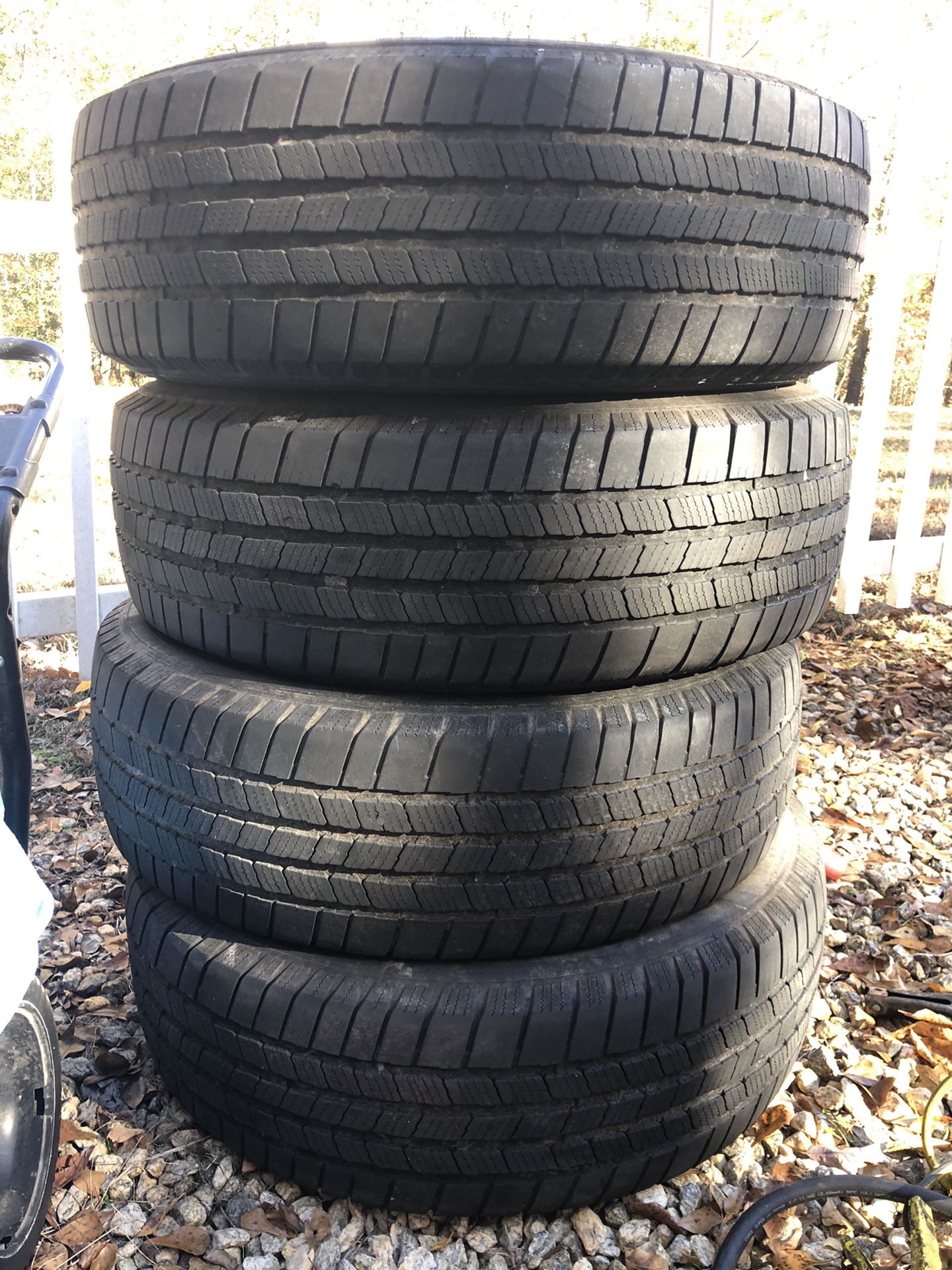 MICHELIN 10 ply LT245/75R16 M&S tires still have half tread . Four tires $100 still have more than half of tread wear left
