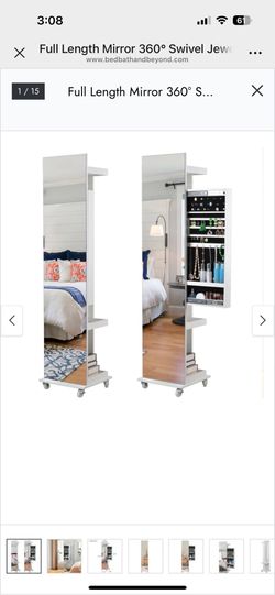 Full Length Mirror 360° Swivel Jewelry Cabinet