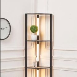 New FENLO Fancy LED Display Shelf with Dimmable Lights, Sturdy Corner Shelf Curio Cabinet Display