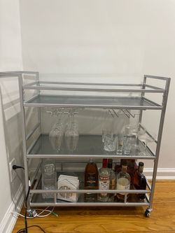 Silver Bar Cart 3 Tiers