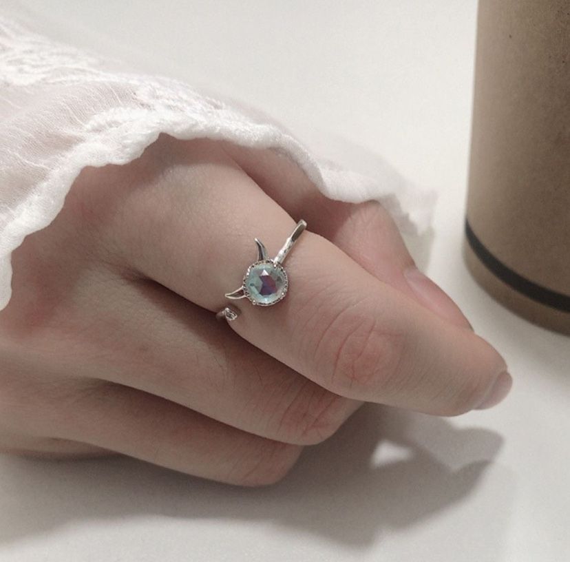 Moonstone Cat Silver Ring S925