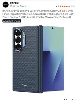 RAPTIC Aramid Skin Pro Case for Samsung Galaxy Z Fold 7 with Hinge Magnetic Protection, Compatible with MagSafe, Slim Light Touch Feeling, 1500D Arami