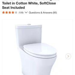 Aquia IV 12 in. Rough In One-Piece 0.8/1.28 GPF Dual Flush Elongated Toilet in Cotton White, SoftClose Seat Included