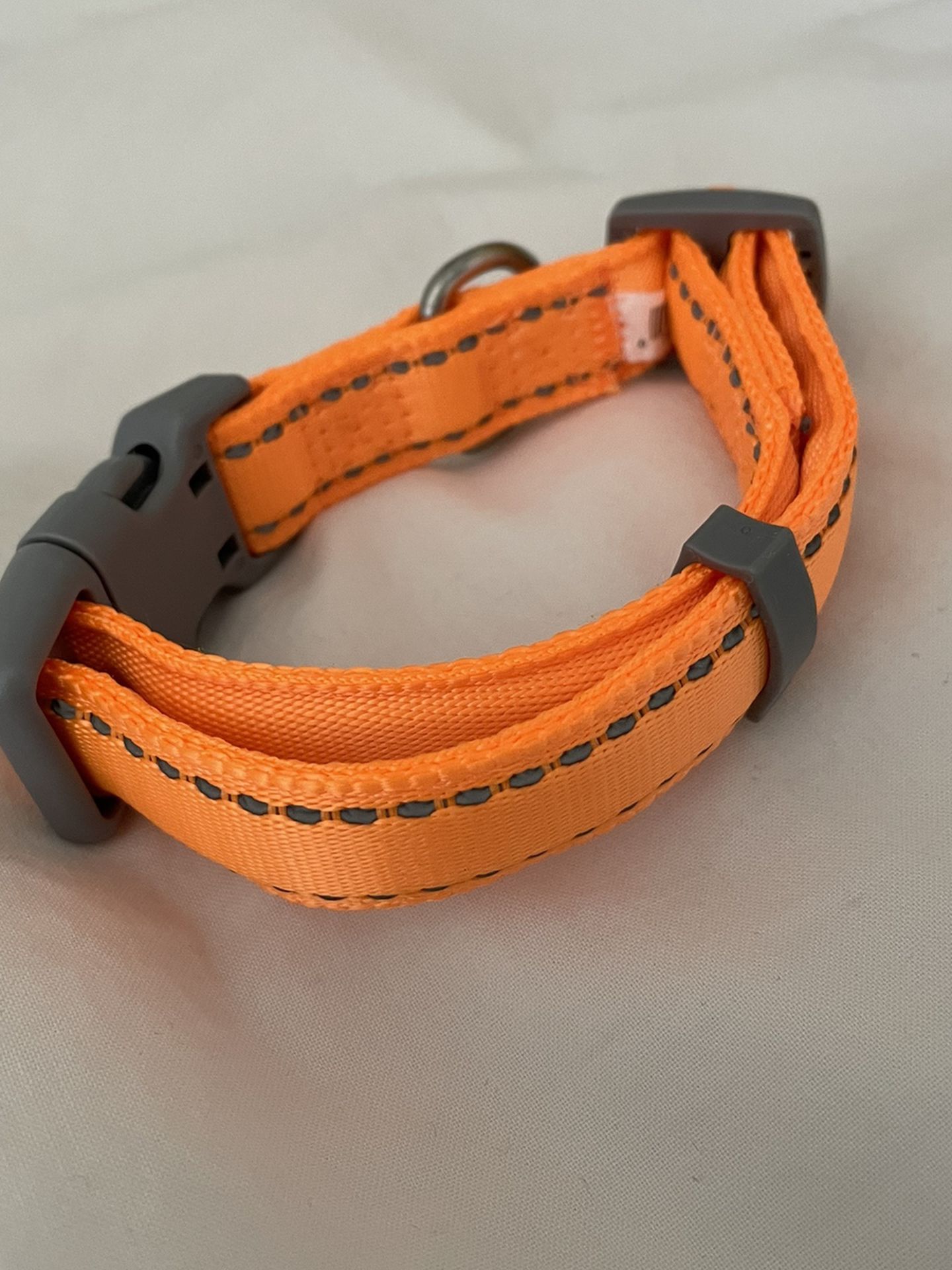 Orange Padded Reflective Dog Collar Small New Never Used Never Worn