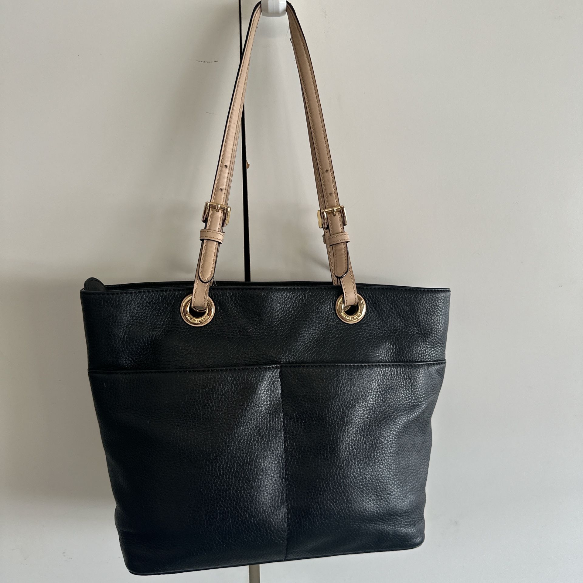 Michael Kors MK Designer Bedford Black Tan Tote Bag purse