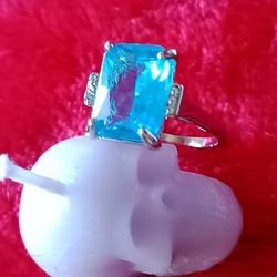 Square Sea-Blue Zircon ring - Unisex