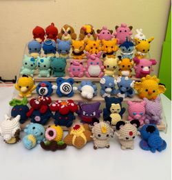 Handmade Generation 1 Mini Pokemon Crochet Keychains