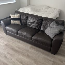Brown Leather Couch 