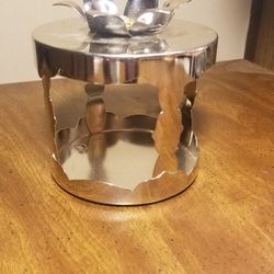 Bath and Body Works Silver Flower Lidded Candle Holder