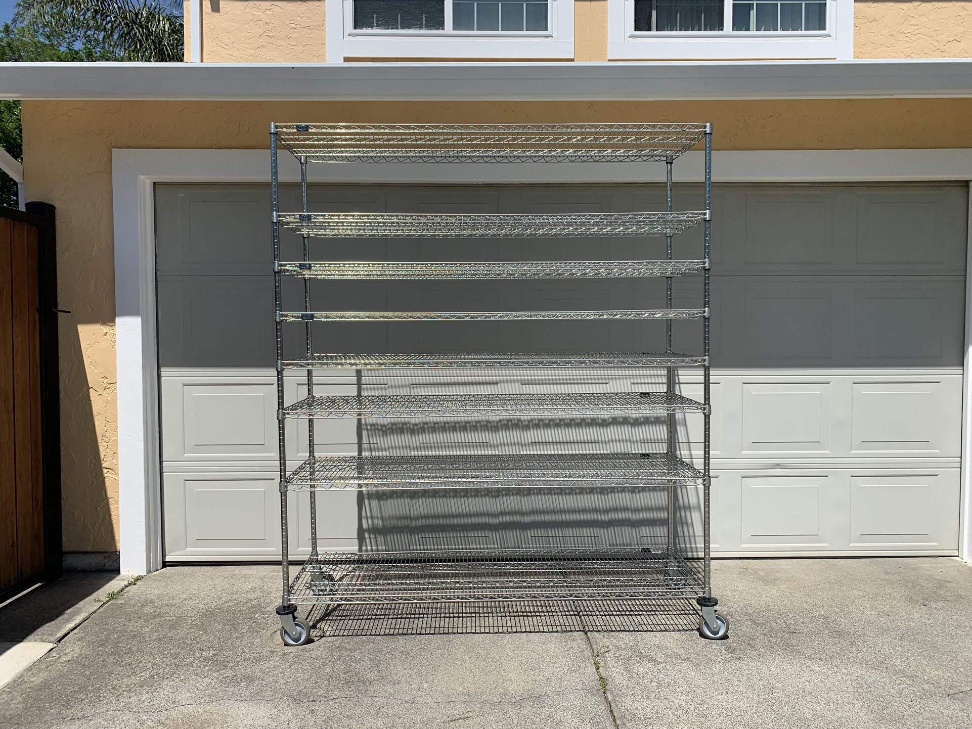 Stainless Steel Wire Shelving Unit On Wheels