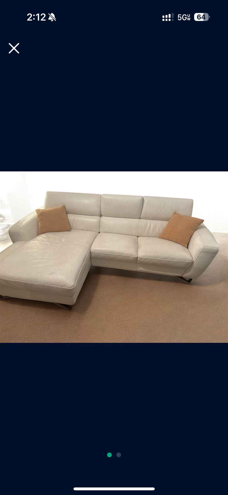 White Leather Modern Sofa