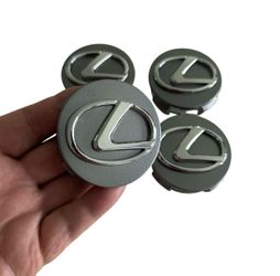 Gray Lexus Center Caps with Chrome Logo Emblem for ES GS IS LC LS NX UX RX RZ