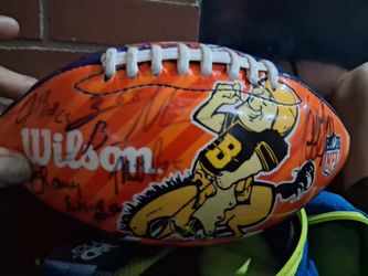 Mini Denver Broncos football autographed