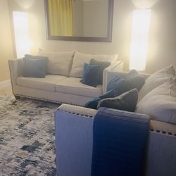 Linen Loveseat and Sofa $350