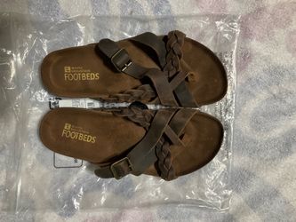 White Mountain Footbeds Brown Braided Sandals