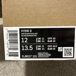 Nike Kyrie 8 Basketball Men’s Shoe Size 12 DJ6017-101 White/Black