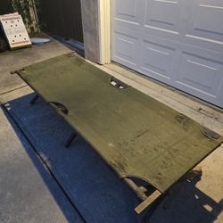Vintage Original US Military 1950’s Folding Olive Canvas-Wood Cot