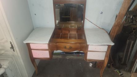 Vintage French Provincial Vanity Desk with Mirror