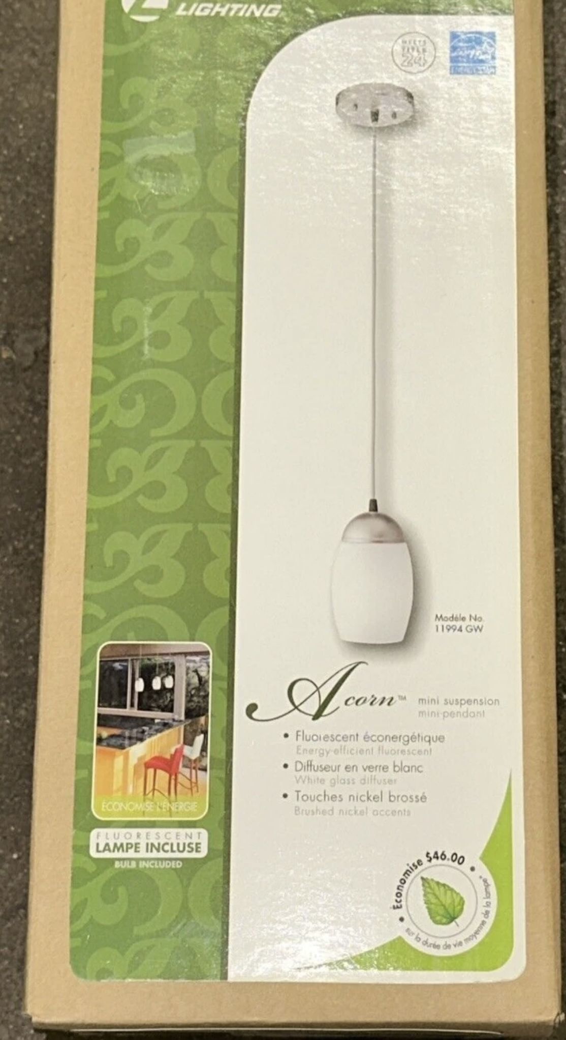 Lithonia Lighting 11994 GW M4 Compact Fluorescent Mini Pendant Lamp 2700K 13watt. Condition is New. Shipped with USPS Ground Advantage. Item opened