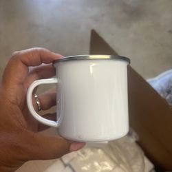 Sublimation Blank, Fine Enamel Mug With Silver Rim