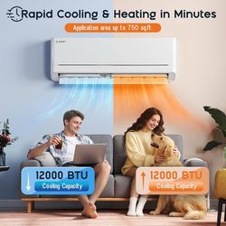 Albott Mini Split Air Conditioner and Heater, 12,000 BTU, SEER2 18, 115V Inverter Energy-Efficient AC with Self-Cleaning, Remote and APP Control, Easy
