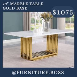 Gold Base Dining Table - Contemporary Style Dining Room