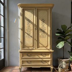 Vintage Hand-Painted Floral Armoire & Storage Wardrobe