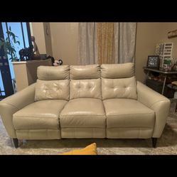 Reclining Cream Leather Couch