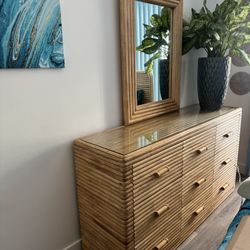 9 Drawer Rattan Dresser - 66” 