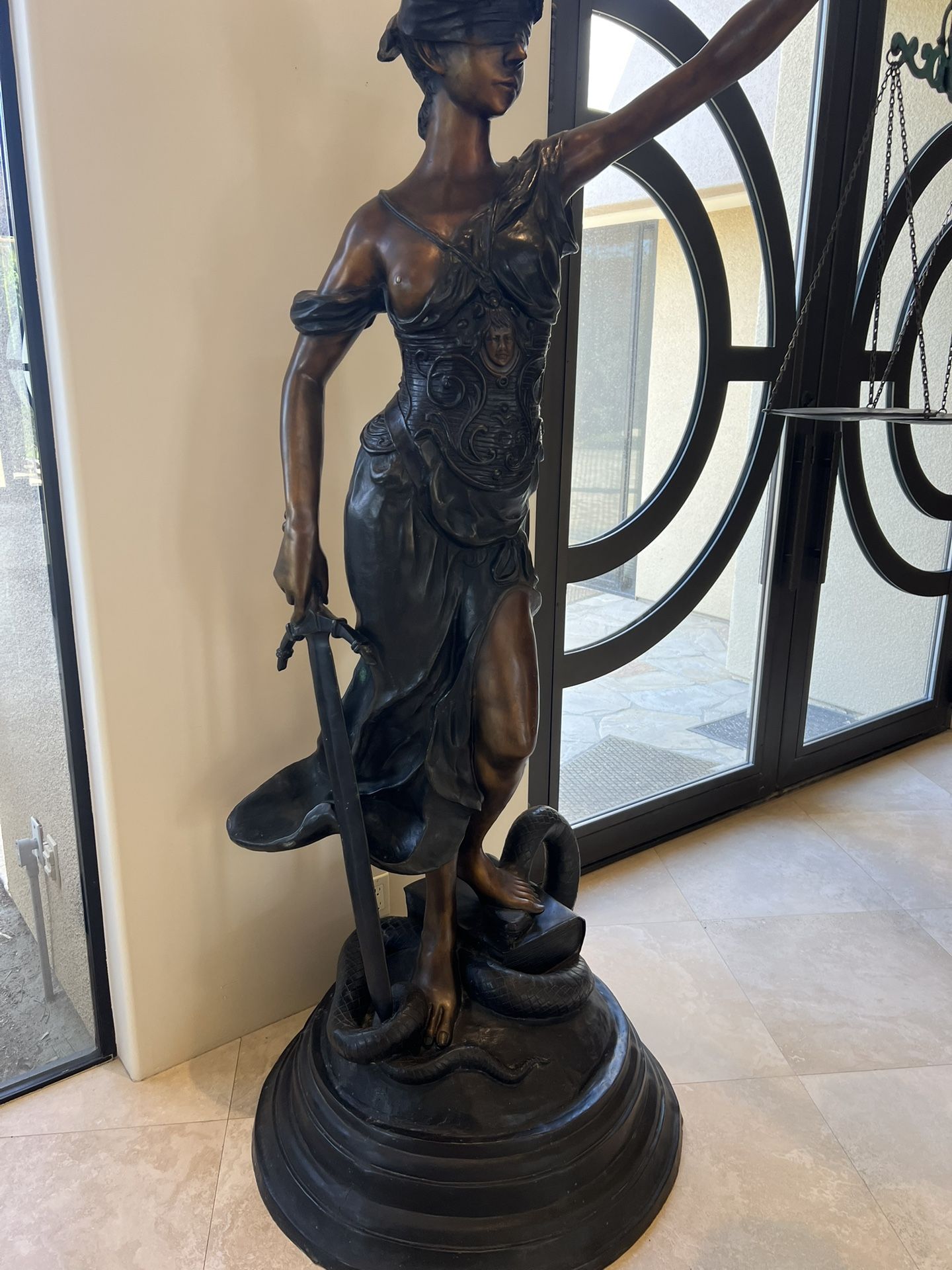 Bronze Lady Justice Statue - 7ft Tall - Signed By Artist