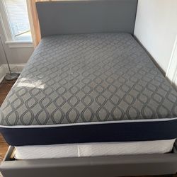 Queen Bed Frame with Mattress – Like New