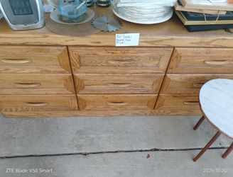 Oak Wood 9-Drawer Dresser-OBO