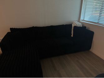 Black Corduroy 2 Piece Couch With Chaise