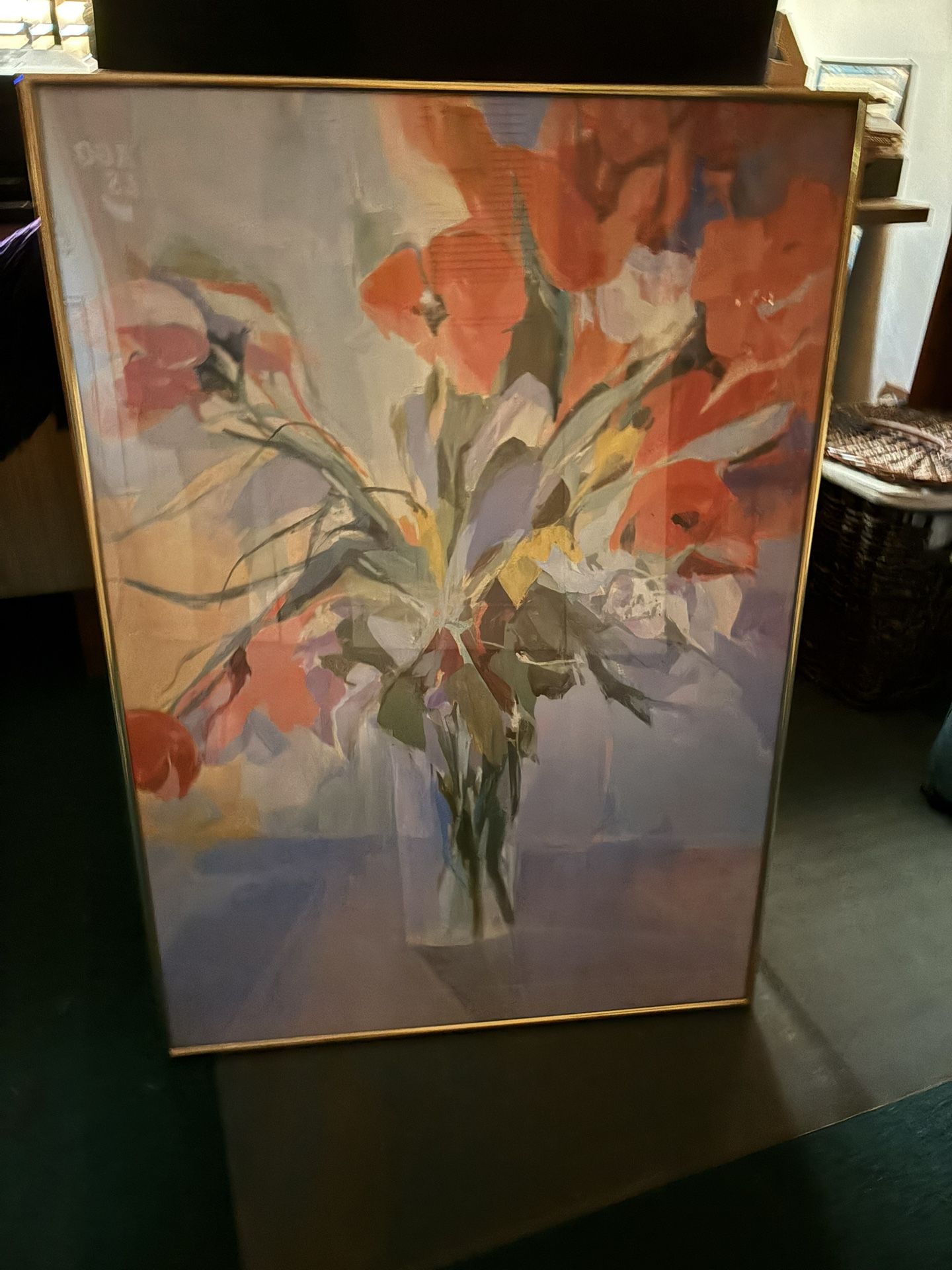 Lovely Framed FLORAL WALL ARTWORK 24” X 34”
