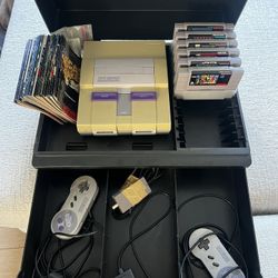 Vintage Super Nintendo SNES With Games And Storage Case