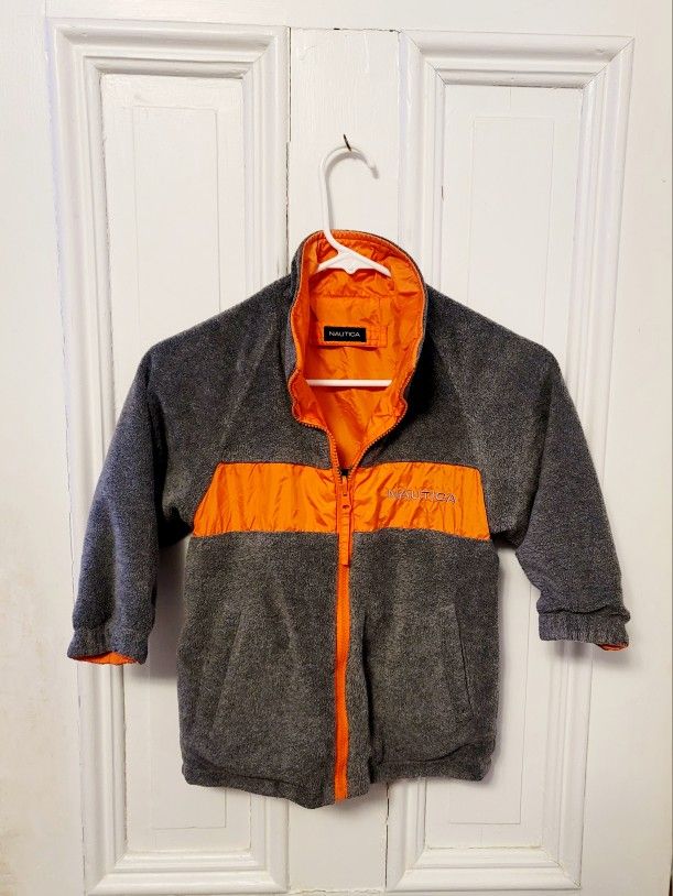 Nautica Reversable Boys Jacket Size 4 Orange And Grey