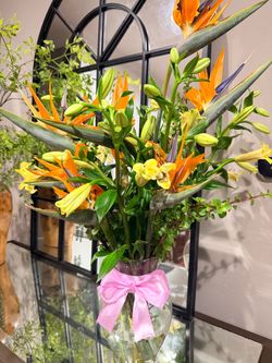 Yellow lilies flower arrangement fresh ready for pick up