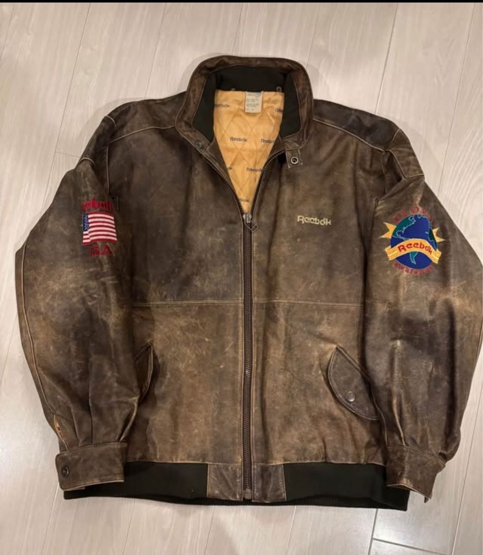 Reebok Leather Limited Edition Vintage Jacket - Mens XL -  Global Awareness Rare