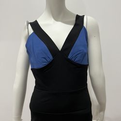  New Di Hera Form Fitting Black & Blue Top Size Small