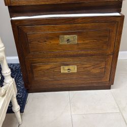 Henredon Campaign Style 2 Drawer Nightstands