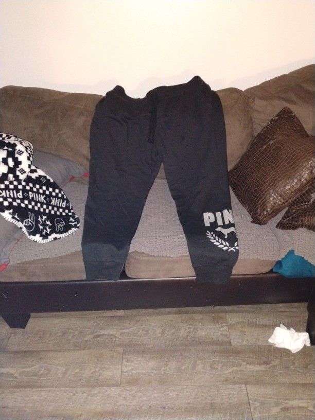 Victoria Secret Pink Black Sweatpants Xl