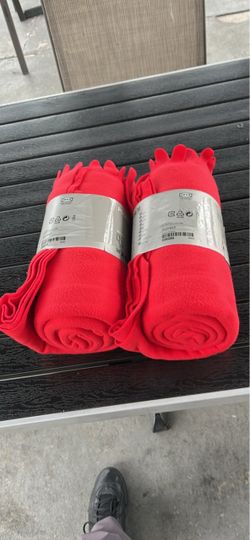 IKEA Red Fleece Throw Blankets – Set of 2