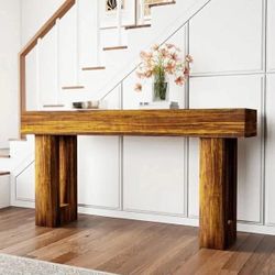 63" Wooden Sofa Table, Farmhouse Sofa Table, Entryway Table Hallway Table, Rustic Brown