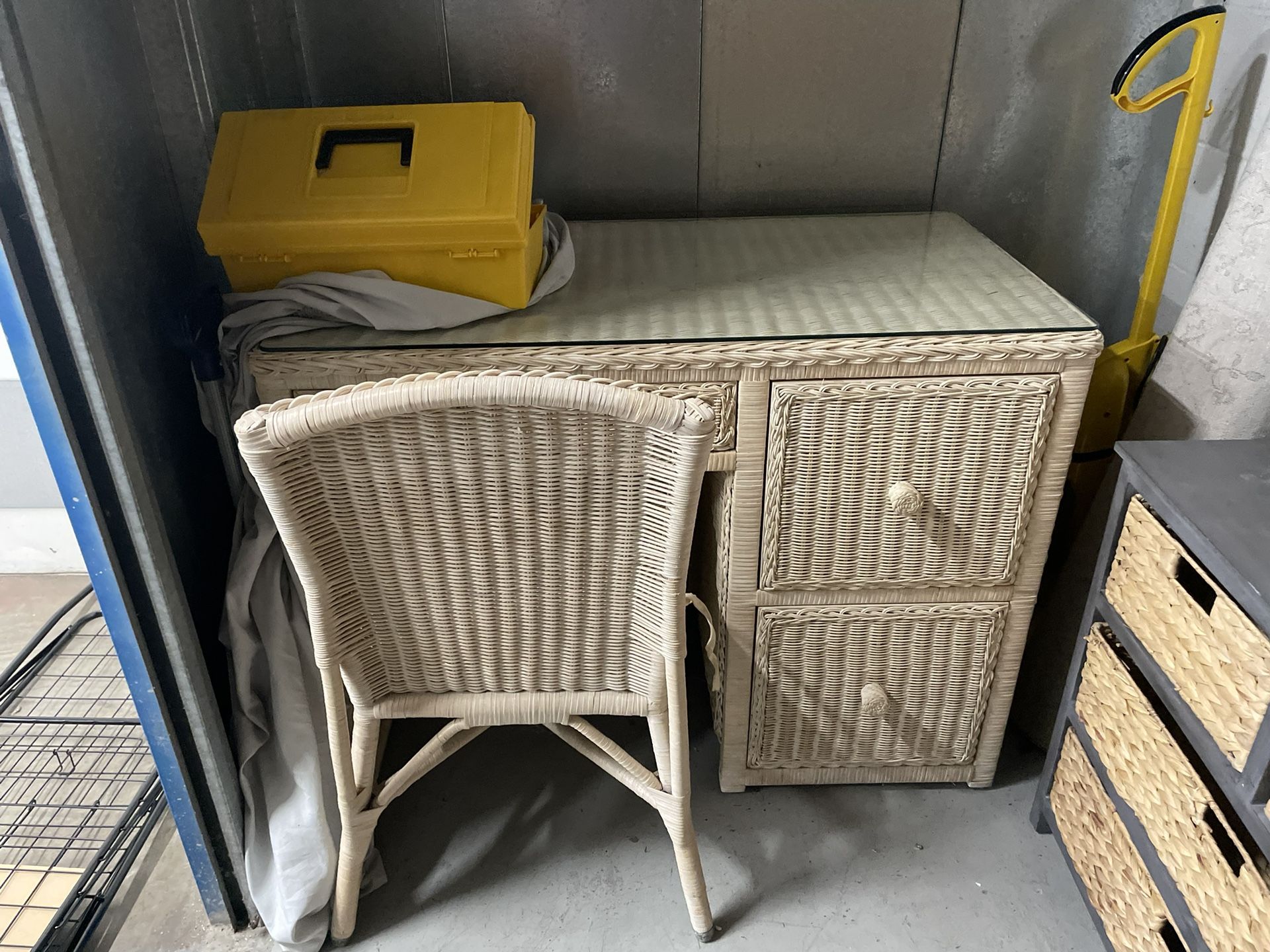 Wicker Desk And chair