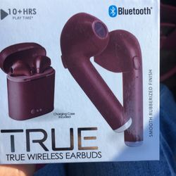 NWT Bluetooth Wireless Earbuds With Changing Case Purple